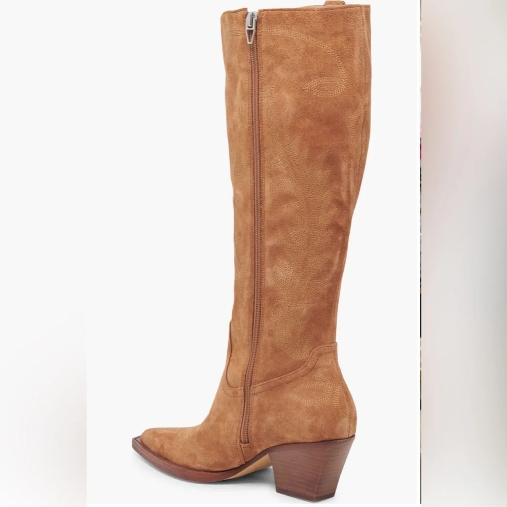 Dolce Vita Over-the-Knee Suede Western Boot - Tan